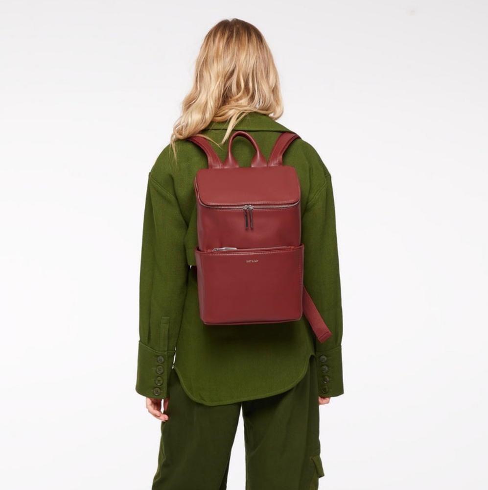 Vegan stylish Brave red backpack school bag adjustable straps and pocket NWOT